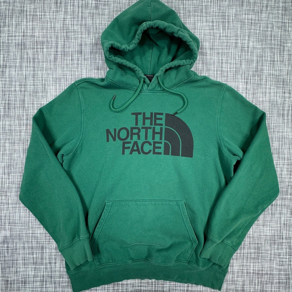 The North Face Hoodie Mens Large Green Half Dome Logo Cotton Blend Pullover